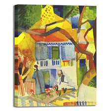 Macke cortile di una villa design quadro stampa tela dipinto telaio arredo casa