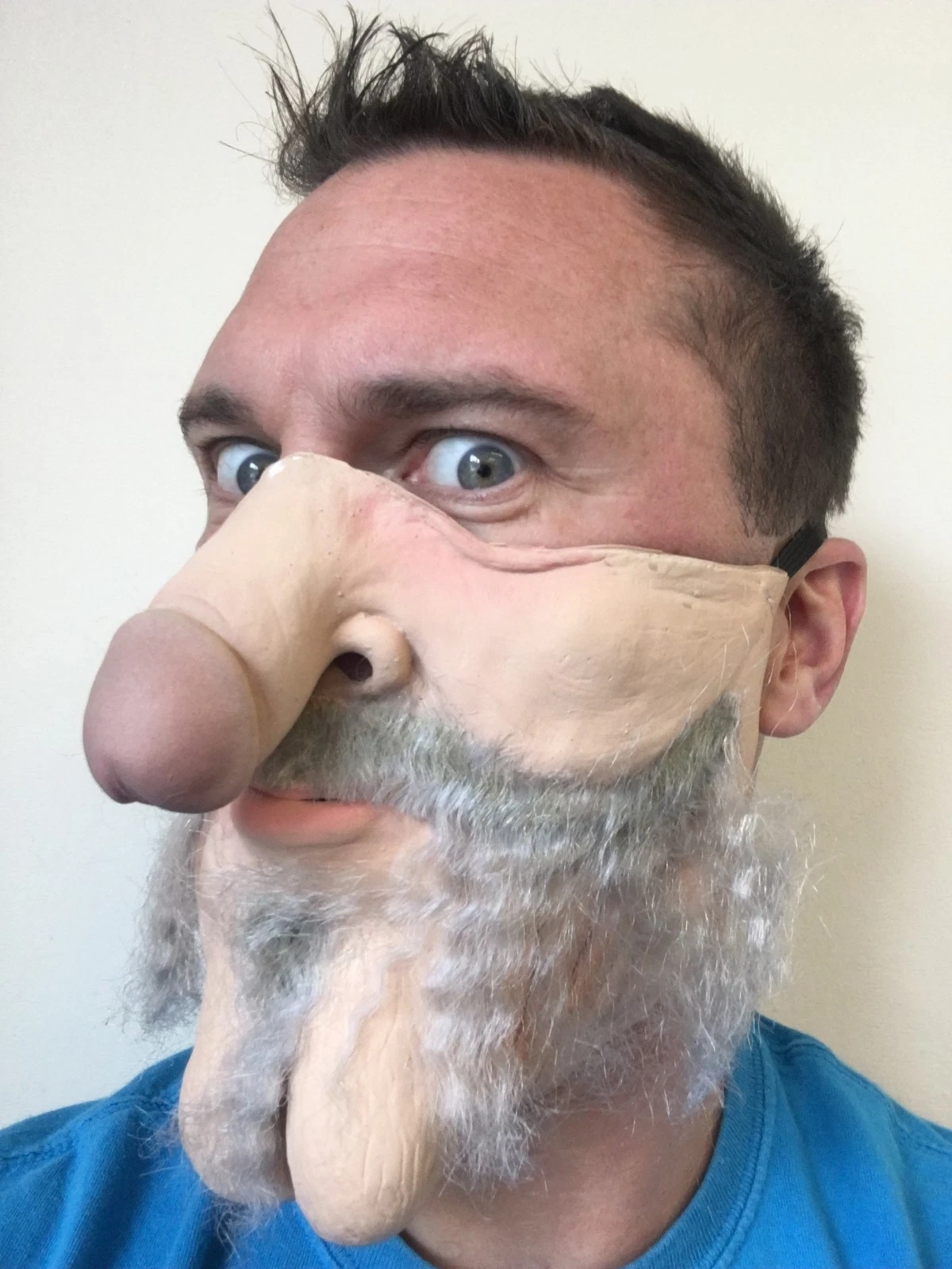 Funny Half Face Mask Old Man Dick Nose Willy Face Grandad Gramps Grey Hair Stag