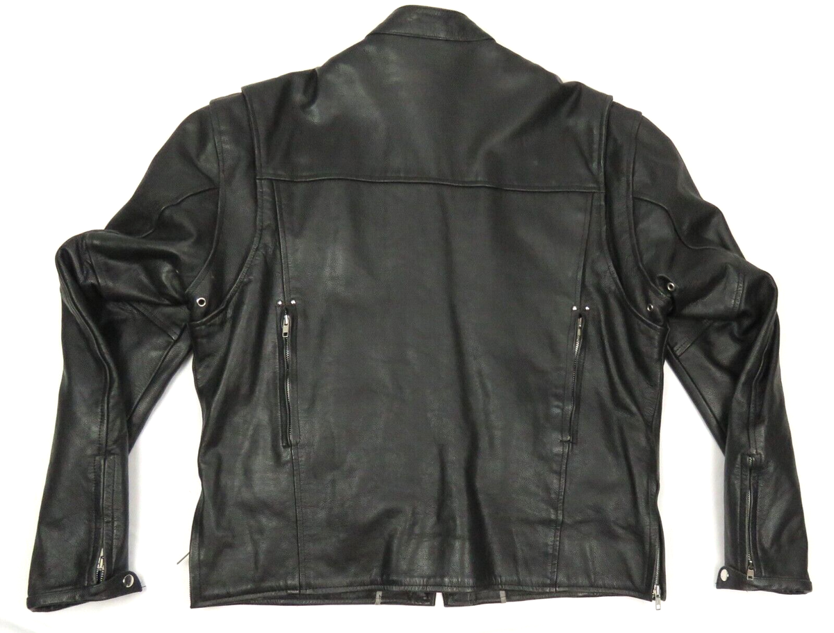 Unik Premium Genuine Leather Motorcycle Biker Black Full Zip