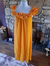 Mango Cotton Frill Strap Midi Dress Orange Size S (8) BNWT