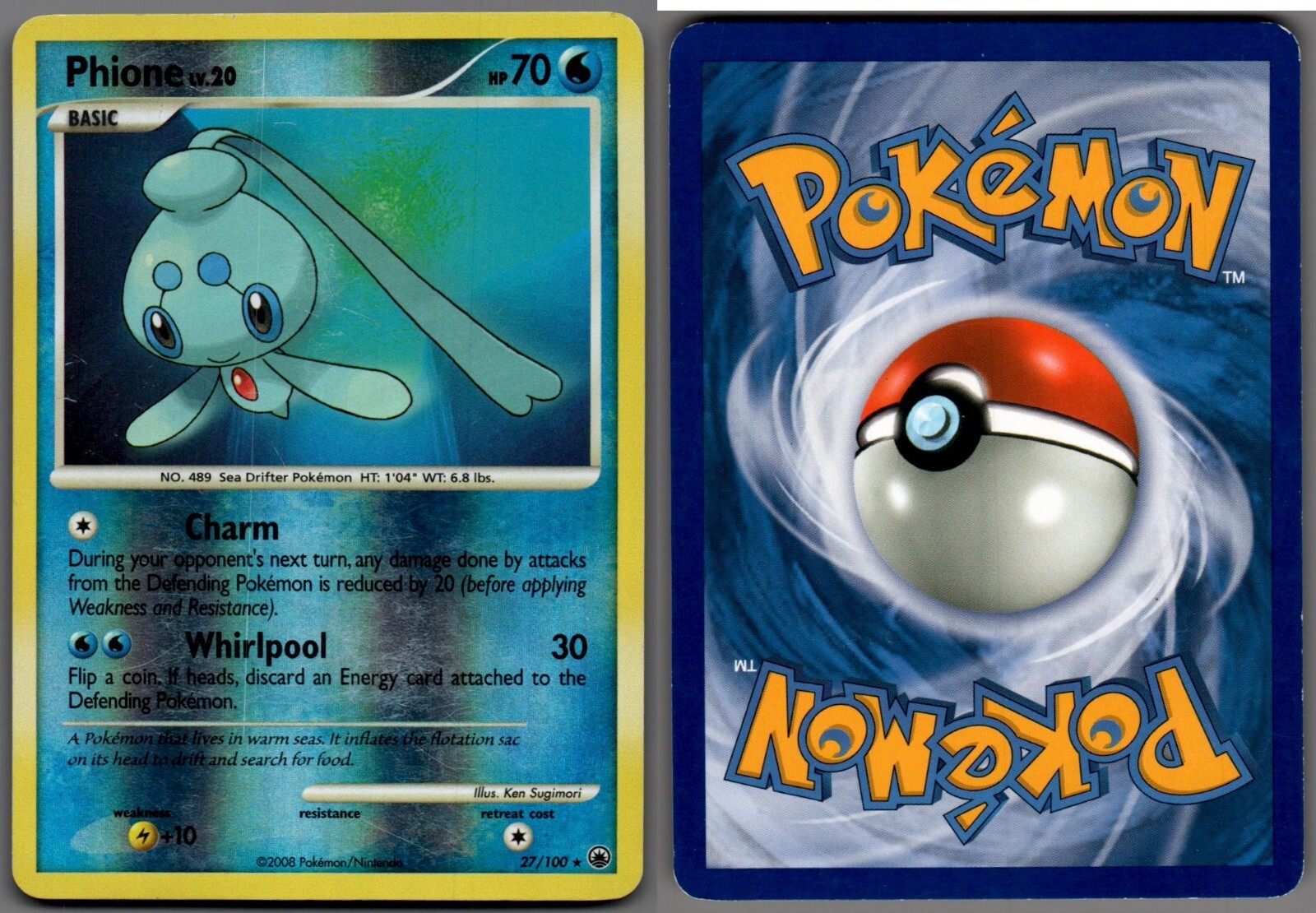 2008 Pokemon, D&P Majestic Dawn, #27/100 Phione Lv. 20, Reverse Holo Rare