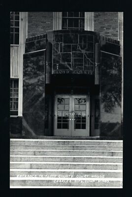 Charles City Iowa IA 1940s Floyd County Court House, Jail, Map Above Main Entry