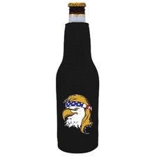 Bald Eagle Mullet Beer Bottle Coolie Full Bottom, Optional Bottle Opener