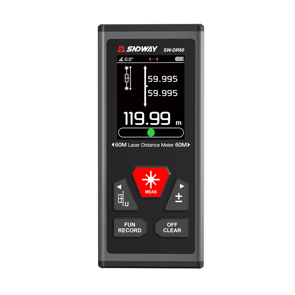 SNDWAY LCD Digital Laser Distance Meter Rangefinder Range Finder Inclinometer