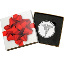 Medical Profession 1oz .999 Silver Round by SilverTowne in Red Bow Gift Box