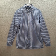 Tommy Hilfiger Shirt Adult Large Blue White Striped 80s 2 Ply Preppy Academia