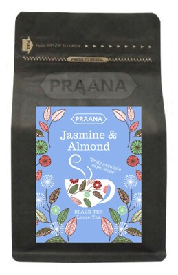 PRAANA TEE - Schwarzer Loser Tee mit Jasminknospen und Mandeln - 100 g
