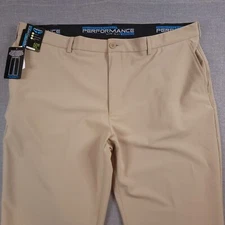 NWT Roundtree & Yorke Performance Stretch Stewart Classic Pants Beige Size 42/30