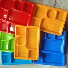 used Toddler Plate Plastic Divided Food Fun Kids Tray Set Of 8 Colorful