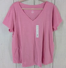 Sonoma Size XL Pink Sandal Everyday Short Sleeve V-Neck Tee Womens NWT