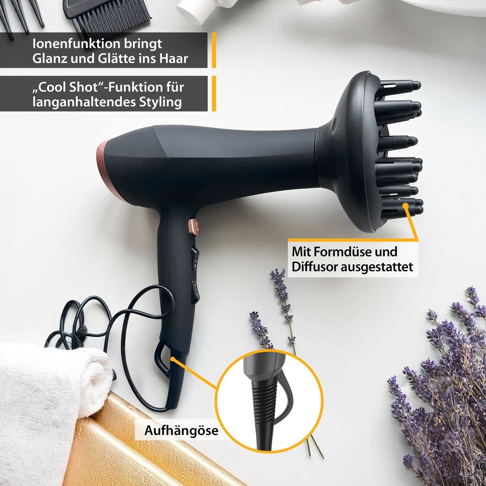 Profi Haartrockner Haarföhn Föhn Fön Haare 2200W Cool-Shot-Funktion Ionenföhn  - Bild 3 von 4