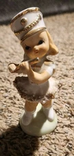 💥 Porcelain Marching Band Figure Flute 1950s Rare Hand Made