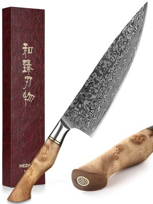 HEZHEN Chef's Knife-Professional-8.3 inch Damascus Steel, Kitchen Knife VG10 ...