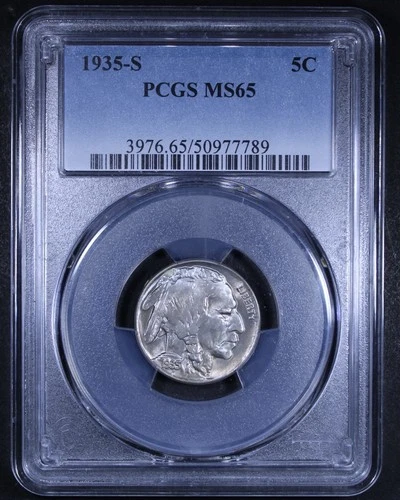 1935-S Buffalo Nickel - 5c PCGS MS65 - Lustrous Coin!