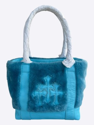 Chrome Hearts Blue Cemetery Cross Patch Fur Tote Bag | eBay