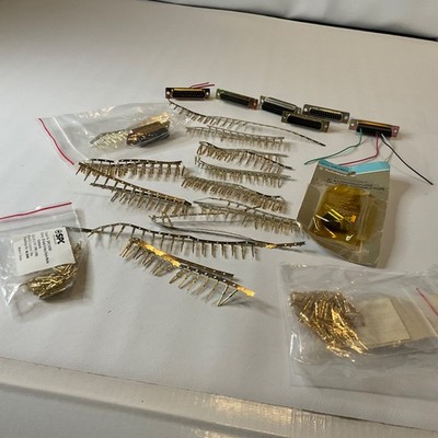 Large D-Sub Connector & Gold Crimp Pin Lot DB9 DB25 DB37 Machined Contacts