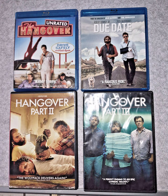 Lot of 4  THE HANGOVER 1 2 3 & Due Date Complete TRILOGY DVD & Blu-rays