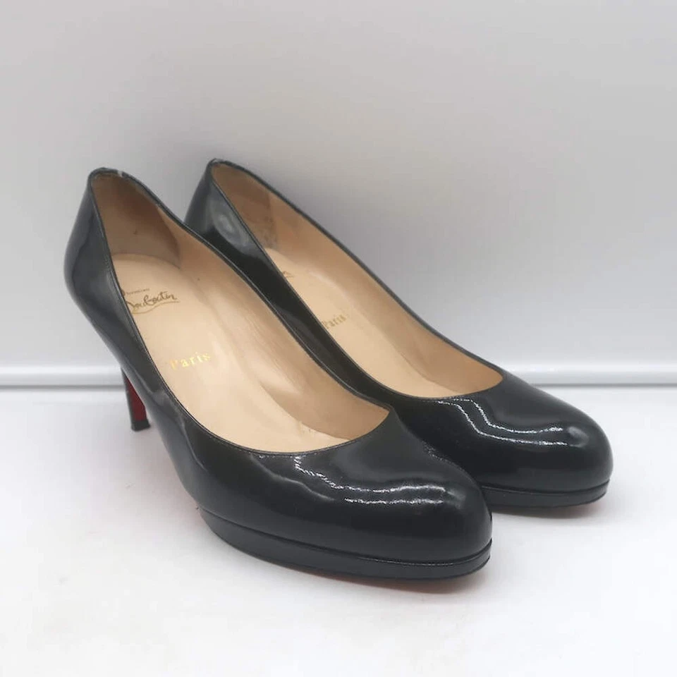 Christian Louboutin Nuevo Simple 85 Zapatos de salón Plataforma Negro Charol Talla 41.5 Foto 2 de 4
