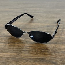 Gianni Versace Italy X02 Oval Black Etched Medusa Sunglasses Vtg 90s Authentic