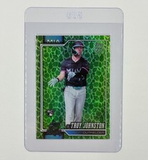 Troy Johnston 2026 Topps Series 1 #317 Holiday Green Leaf Foil Miami Marlins RC