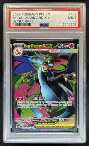 2025 Pokemon Phantasmal Flames Mega Charizard X ex Ultra Rare #109/094 PSA 9