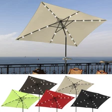 10'x6.5' Patio Solar Umbrella LED Light Tilt Deck Waterproof Garden Market Beach