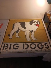 Rare 35 1/4" x 38 1/4"  Vtg BIG DOGS By Sierra West Canvas Banner W/ Grommets