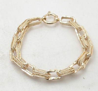 8'' Technibond Dreifach Büroklammer Gliederarmband 14K Gelbgold vergoldet 925 Silber