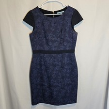 Antonio Melani Women's Floral Print Sheath Dress Black Sleeves Size 12