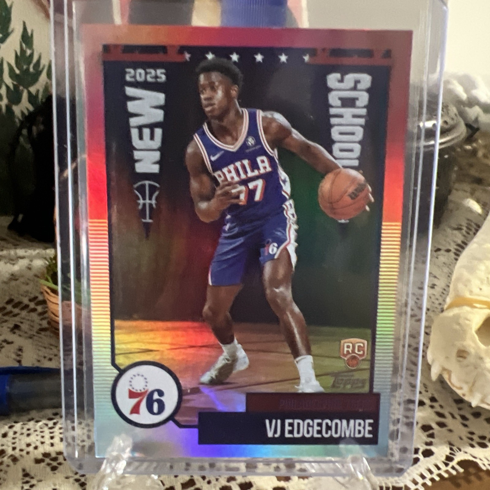 VJ Edgecombe 2025 Topps New School Foil #NS-3 Philadelphia Sixers Rookie RC
