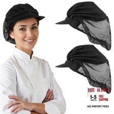 2 Pcs Black Chef Hats Mesh Breathable Kitchen Cooking Caps Kitchen Baker