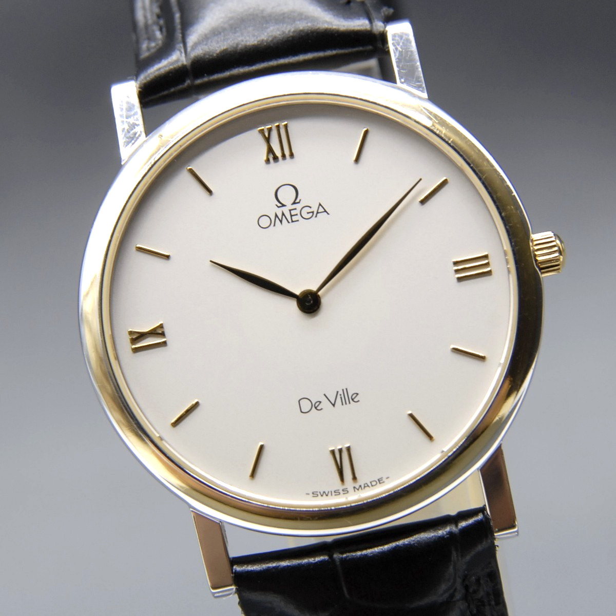 [Near MINT] OMEGA De Ville Cal.1378 Roman Gold Dial Quartz 32mm Men's Watch