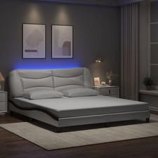 Bettgestell mit LED Bett Polsterbett Bettrahm...