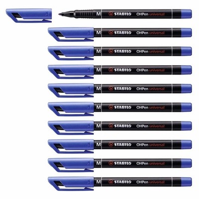 10 X UNLÖSCHBARER BLUER STABILO OHPEN MARKER MIT 1MM SPITZE