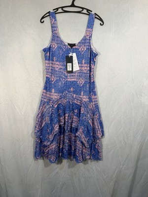 Carine Paige Dress Periwinkle Mix Summer Dress Layered Skirt XL New Rayon Blend