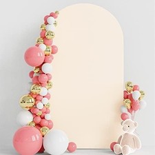 DOUBLE SIDED 7.2 FT BEIGE SPANDEX ARCH COVER FOR BABY, BRIDAL SHOWERS, WEDDINGS