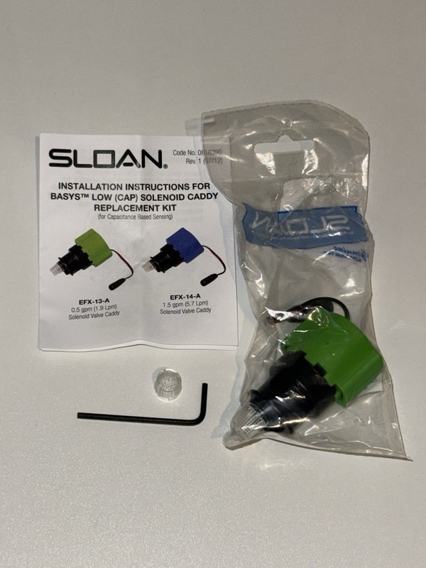 Sloan EFX13A Basys Solenoid Valve Caddy Green Black Allen Key Cap 3324114