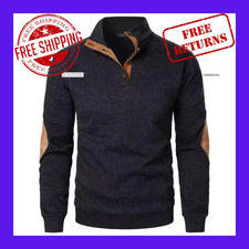 Autumn Winter Men  s Stand Collar Long Sleeve Casual Knitted Pullover Sweater Top