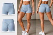 High Waist Scrunch Butt Shorts Women s Gym Yoga Fitness Blue Size M NWT