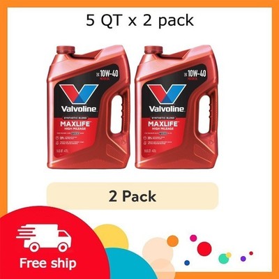 (2 pack) Valvoline MaxLife High Mileage 10W-40 Synthetic Blend Motor Oil 5 Quart