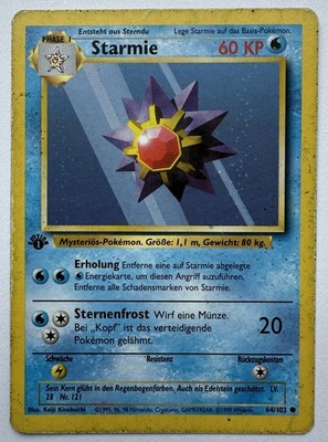 Pokemon Starmie 64/102 Base Set Deutsch Vintage 1. Edition 1995