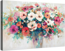 Abstract Flower Wall Art Colorful Flower Pictures Wall Decor Floral Bouquet Canv
