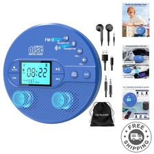Portable Anti-Skip CD Player with Bluetooth  FM Transmitter - Ideal for Travel