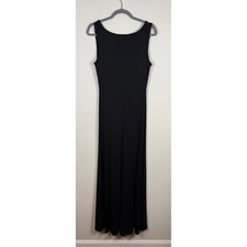 Lauren Ralph Lauren Black Sleeveless Ruffle Low Back Maxi Dress Womens Evening
