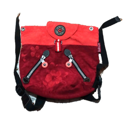 KIPLING Rucksack Fundamental Backpack Tasche Nylon Rot Kordelzug Vintage 90er