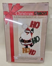 Vintage 1978 Caron Christmas Ho Ho Santa Latch Hook Kit 17" x 30" New Sealed