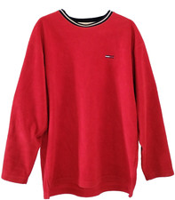 Vintage Tommy Hilfiger Red Fleece Sweatshirt Pullover Men's Size L Logo Crewneck