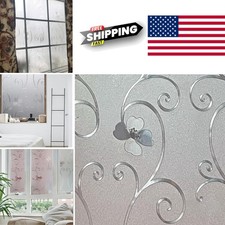 Frosted Window Privacy Film 17.7 x 78.7 Inches Flower Design for Home Office