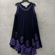 India Boutique Woman Dress Purple Geometric One Size Rayon Sleeveless Round Neck