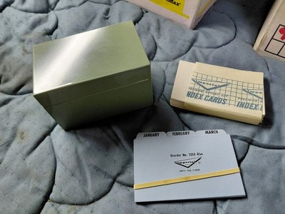 1960's NOS Imperial Index Card Setup Lt.Green Metal Box